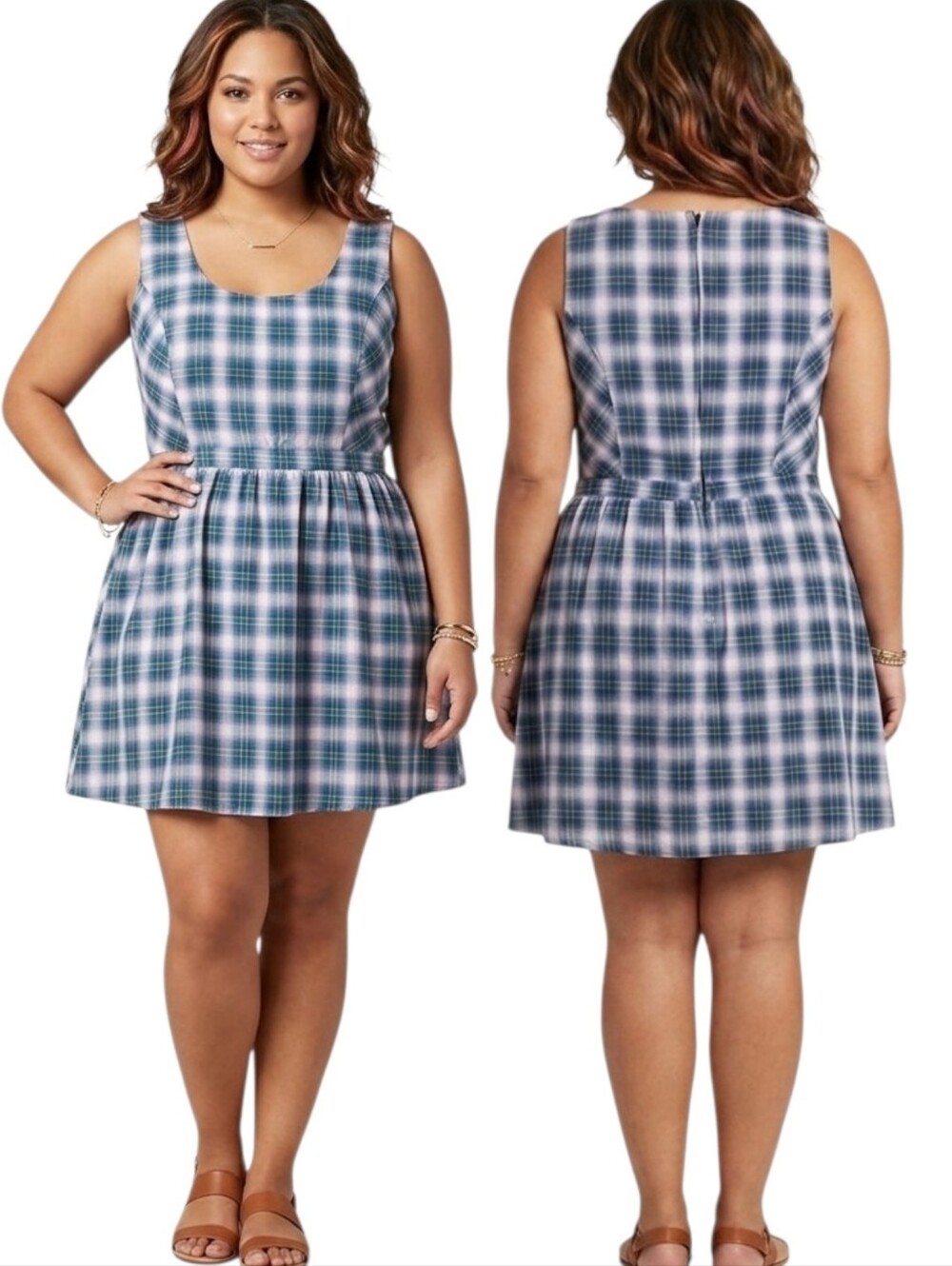 HOT TOPIC Plaid Cutout Skater Dress - Size XXL